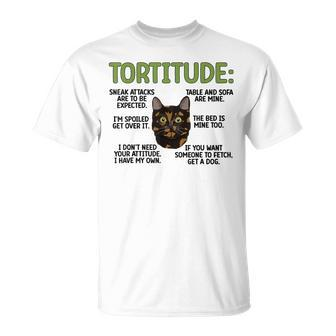 Tortitude Tortie Cat Lover Tortoiseshell Cat Owner T-Shirt - Monsterry