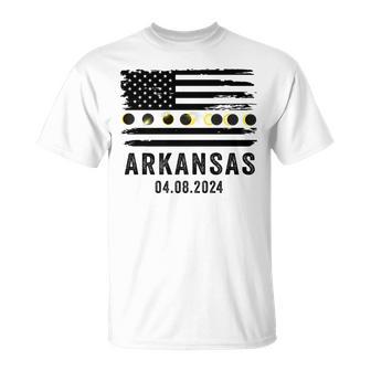 Total Solar Eclipse 2024 Totality Arkansas Usa American Flag T-Shirt - Monsterry UK