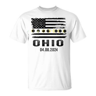 Total Solar Eclipse 2024 Totality Ohio Usa American Flag T-Shirt | Mazezy CA