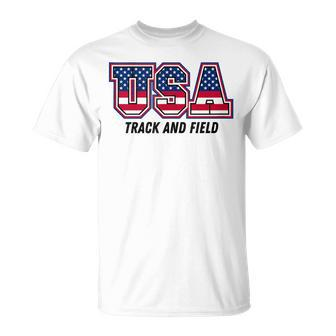 Track And Field Usa Team Sport Patriotic American Flag T-Shirt - Seseable