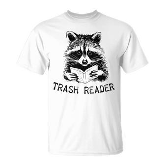 Trash Reader Bookish Raccoon Book Lover Opossum Meme T-Shirt - Monsterry