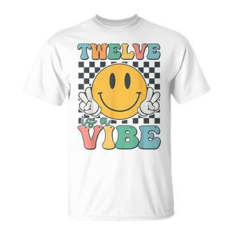 Twelve Is A Vibe 12Th Birthday Smile Face Hippie Boys Girls T-Shirt - Seseable