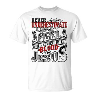 Never Underestimate Angela Family Name T-Shirt - Seseable