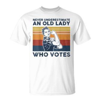 Never Underestimate An Old Lady Who Votes Feminist T-Shirt - Monsterry