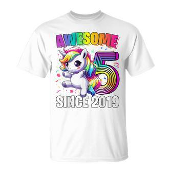 Unicorn 5Th Birthday 5 Year Old Unicorn Party Girls Outfit T-Shirt | Mazezy