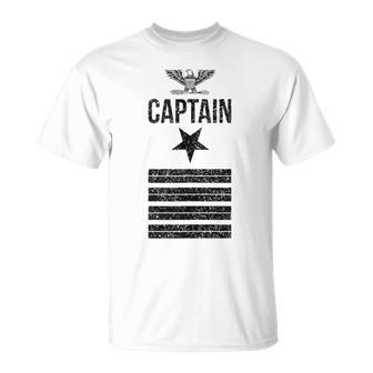 Us Navy Captain Rank Boating Bar Star Eagle Yacht T-Shirt - Monsterry