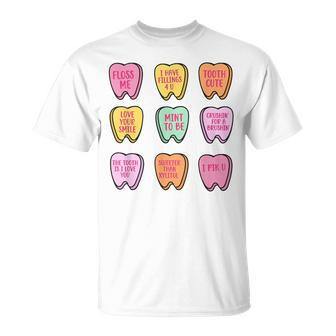 Valentine's Day Dental Tooth Candy Retro Dentist Women T-Shirt | Mazezy UK