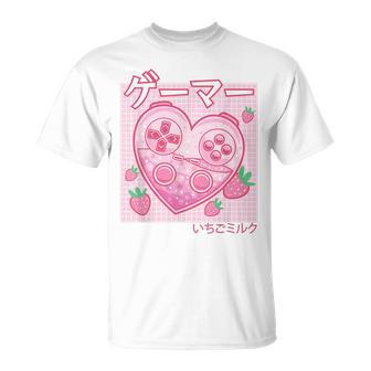 Video Gamer Japanese Kawaii Strawberry Milk Anime Aesthetic T-Shirt - Thegiftio UK