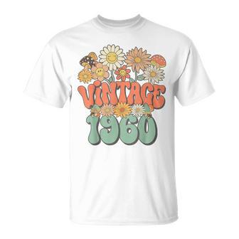 Vintage 1960 Floral Hippie Groovy Daisy Flower 64Th Birthday T-Shirt - Monsterry DE