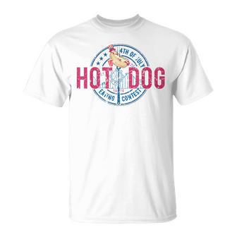 Vintage 4Th Of July Hot Dog Eating Contest Hot Dog T-Shirt - Monsterry DE