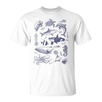 Vintage 90S Tattoo Sea Animal Retro Ocean Nature Women T-Shirt - Seseable
