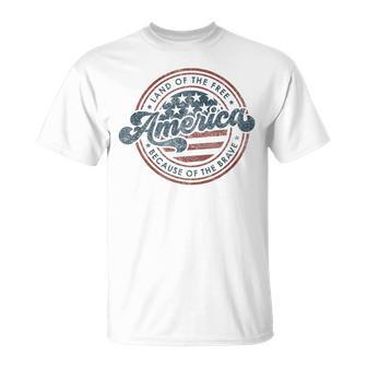 Vintage America Land Of The Free Because Of The Brave T-Shirt - Thegiftio UK