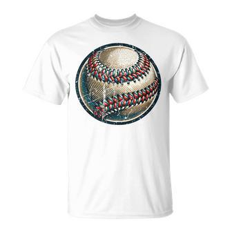 Vintage Baseball Dad Apparel Dad Basebal Happy Fathers Day T-Shirt - Seseable