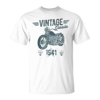 Vintage Born 1941 Birthday Classic Retro Motorbike T-Shirt - Monsterry UK