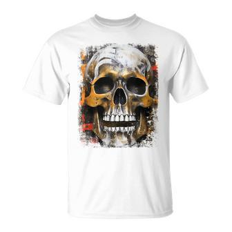 Vintage Graffiti Biker Rocker Skull Horror Skull T-Shirt - Monsterry DE