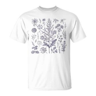 Vintage-Inspirierte Blume Botanischer Naturforscher T-Shirt - Seseable