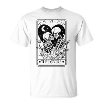 Vintage The Lovers Tarot Card Skeleton Skull Loves Tarot T-Shirt - Seseable