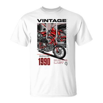Vintage Motorcycle Bikers Motorbike Birthday Born In 1990 T-Shirt - Monsterry DE