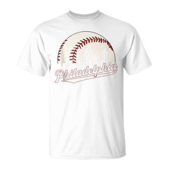Vintage Philadelphia Philly Cityscape Baseball Skyline Old T-Shirt - Monsterry AU