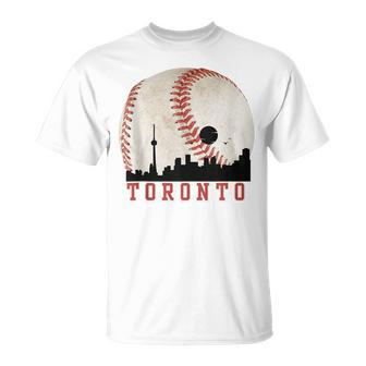 Vintage Toronto Cityscape Travel Theme With Baseball Graphic T-Shirt - Monsterry UK