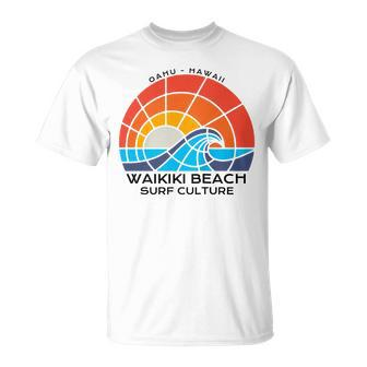 Waikiki Surf Culture Colorful Beach T-Shirt - Monsterry CA