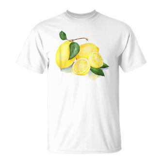 Watercolour Picture On Lemon T-Shirt - Seseable