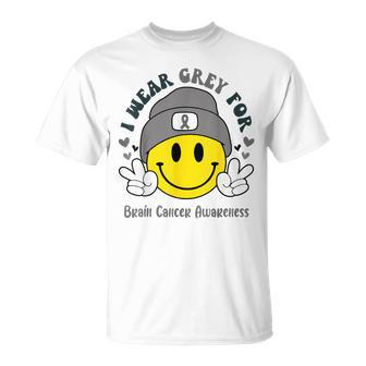 I Wear Gray For Brain Cancer Awareness Brain Tumor Family T-Shirt | Mazezy