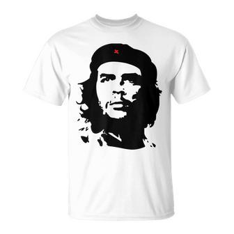 Weißes T-Shirt mit ikonischem Porträt-Print & rotem Stern - Seseable