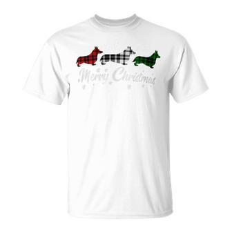 Welsh Corgi Christmas Light Red White Green Dog Lover T-Shirt - Monsterry
