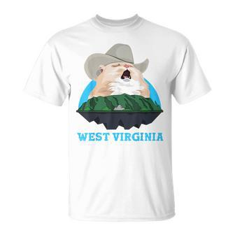 West Virginia Cowboy Cat Singing Meme Meowdy T-Shirt - Monsterry CA