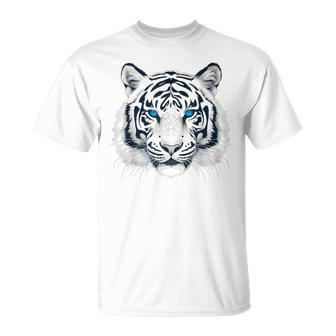 White Tiger Blue Eyes Wild Cat Animal T-Shirt - Thegiftio UK