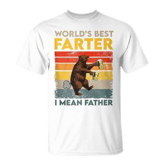 World's Best Farter I Mean Father Father's Day Bear Drinking T-Shirt - Seseable