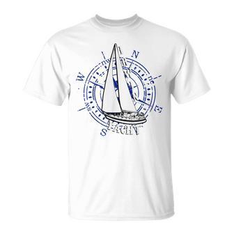 Yacht Fan Navy Compass T-Shirt - Monsterry UK