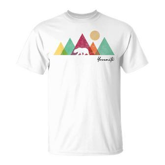 Yosemite California Colorful Bear Mountains National Park T-Shirt - Monsterry