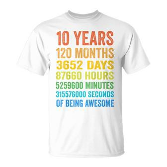 Youth 10Th Birthday 10 Years Old Vintage Retro 120 Months T-Shirt - Monsterry