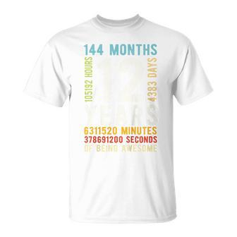 Youth 12Th Birthday 12 Years Old Vintage Retro 144 Months T-Shirt - Monsterry