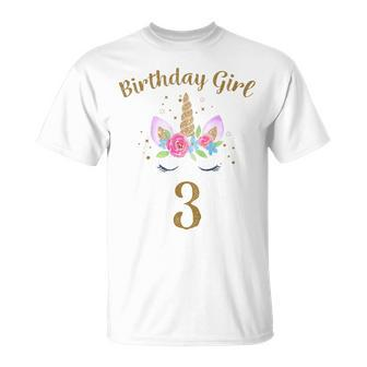 Youth 3Rd Birthday Girl Unicorn Third Birthday Outfit T-Shirt - Thegiftio UK
