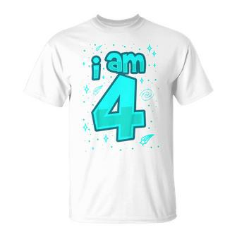 Youth 4Th Birthday Boy I Am 4 Year Old Space T-Shirt - Seseable