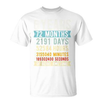 Youth 6Th Birthday 6 Years Old Vintage Retro 72 Months T-Shirt - Monsterry