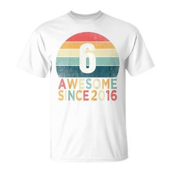 Youth 6Th Birthday Vintage Retro 6 Years Old Awesome Since 2016 T-Shirt - Monsterry DE