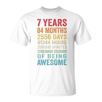 Youth 7Th Birthday 7 Years Old Vintage Retro 84 Months T-Shirt - Thegiftio UK