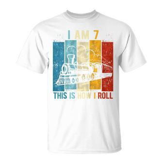 Youth 7Th Birthday Boy Train 7 Year Old Birthday T-Shirt - Thegiftio UK
