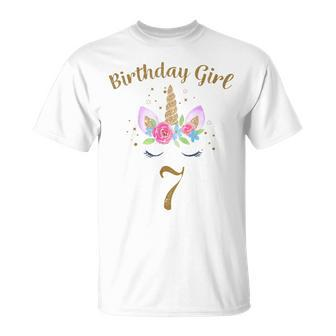 Youth 7Th Birthday Girl Unicorn 7Th Birthday Outfit T-Shirt - Thegiftio UK