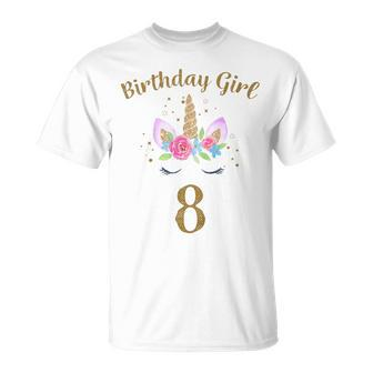 Youth 8Th Birthday Girl Unicorn 8Th Birthday Outfit T-Shirt - Thegiftio UK