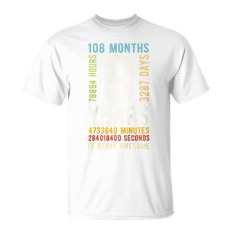 Youth 9Th Birthday 9 Years Old Vintage Retro 108 Months T-Shirt - Thegiftio UK