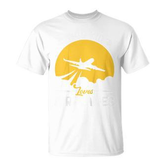 Youth Airplane This Kid Loves Airplanes Boys Girls Pilots Aviation T-Shirt - Thegiftio UK