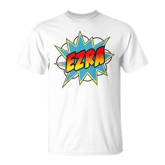 Youth Boys Ezra Comic Book Superhero Name T-Shirt - Seseable
