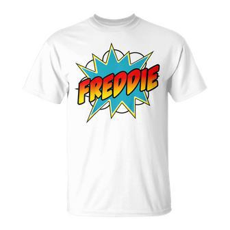 Youth Boys Freddie Name Comic Book Superhero T-Shirt - Seseable