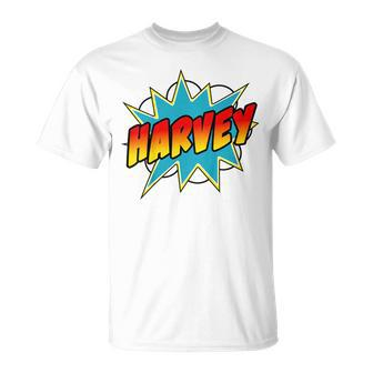 Youth Boys Harvey Name Comic Book Superhero T-Shirt - Seseable