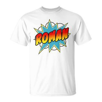 Youth Boys Roman Comic Book Superhero Name T-Shirt - Seseable